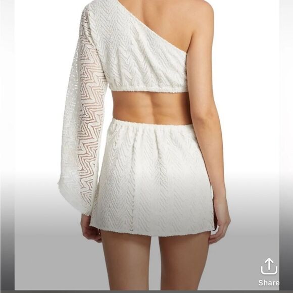 - NWOT 375.00 RAMY BROOK Textured Lace Henrietta One-Shoulder Dress Size Large - Picture 3 of 4